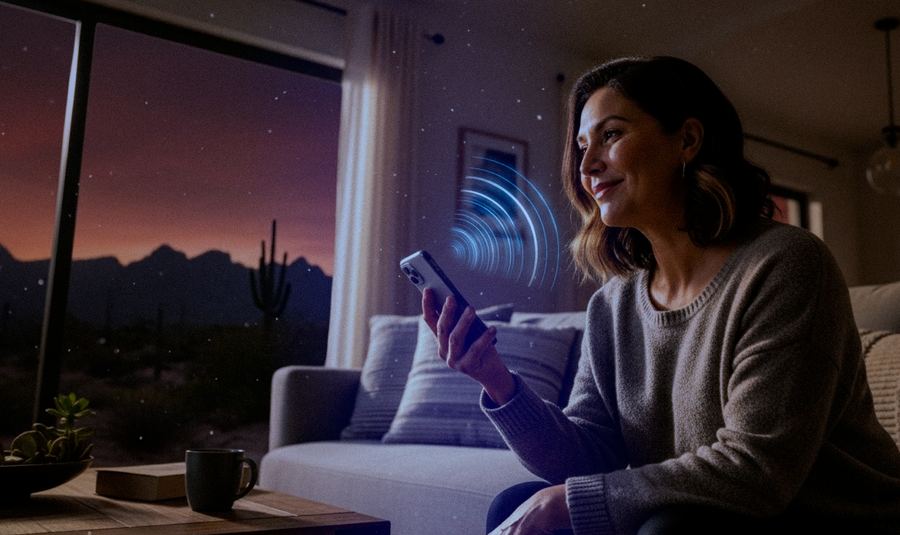 Cliente conversando con Conversa desde su casa